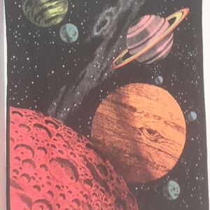 Vintage Opticz Colorful Space-Themed Graphic Poster